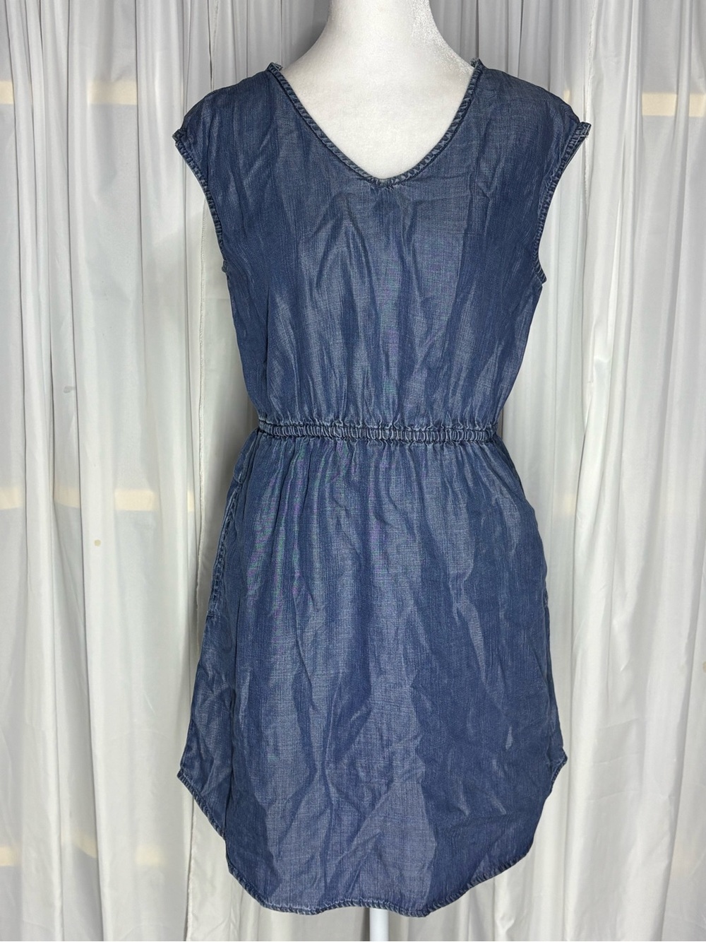 Universal Thread Blue Sleeveless V-Neck Midi Dress Size XS